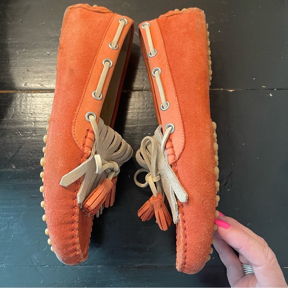M. Gemi moccasin kiltie driving loafers suede salmon women’s shoes slip on - Picture 4 of 7